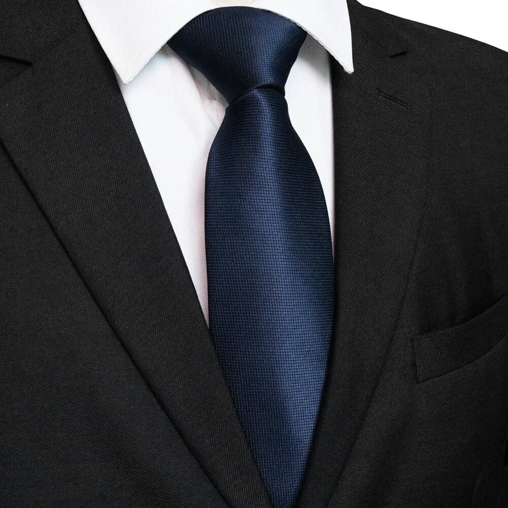 Men's Navy Blue Solid Pure Color Imported Polyester Formal Neck Ties